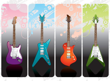 电吉他主题矢量素材