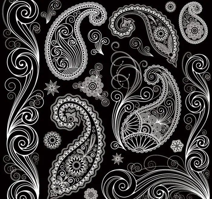 黑白欧式古典花纹花边边框装饰设计素...eps,ai矢量模版下载