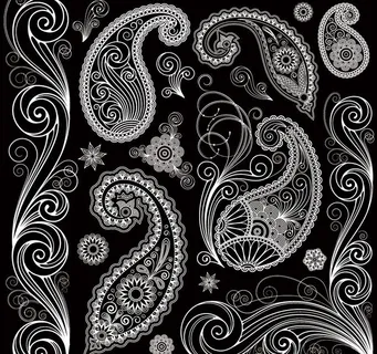 黑白欧式古典花纹花边边框装饰设计素...
