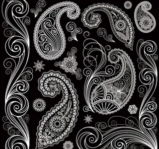黑白欧式古典花纹花边边框装饰设计素...