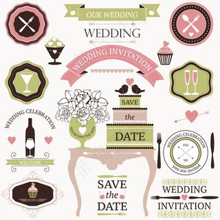 婚礼卡通素材背景矢量素材