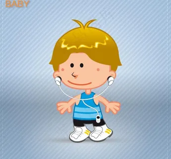 小男孩带耳机图片