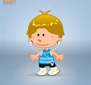 小男孩带耳机图片
