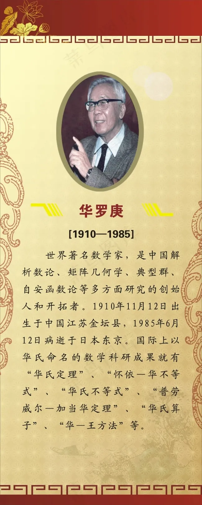 名人简介华罗庚cdr矢量模版下载