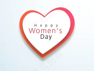 三八妇女节贺卡或海报与快乐的女孩在粉红色的心形装饰背景设计