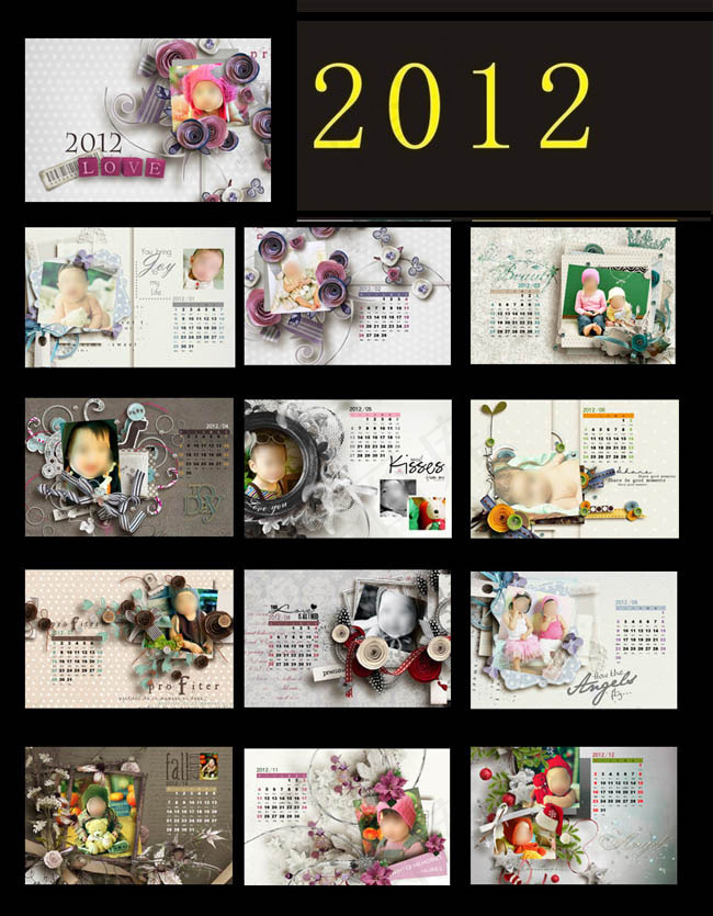 2012LOVE台历模板设计PSD素材(2100X1400(DPI:299))psd模版下载