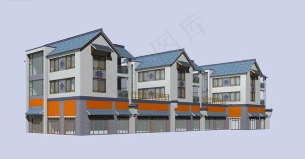 时尚大气风格连排别墅3D模