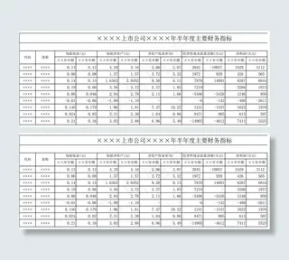 上市公司半年度主要财务指标