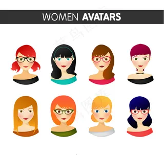 8款时尚女子头像设计矢量素材