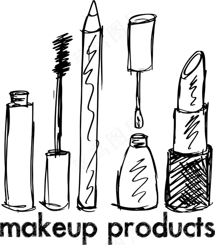 化妆产品插画矢量图eps,ai矢量模版下载