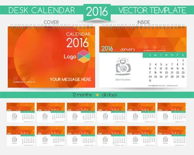 2016猴年日历模板矢量素材V.62