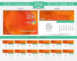 2016猴年日历模板矢量素材V.62