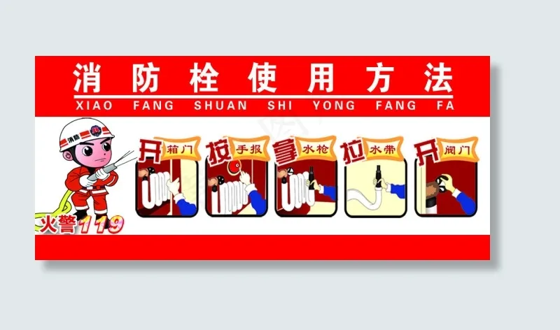 消防栓使用方法psd模版下载