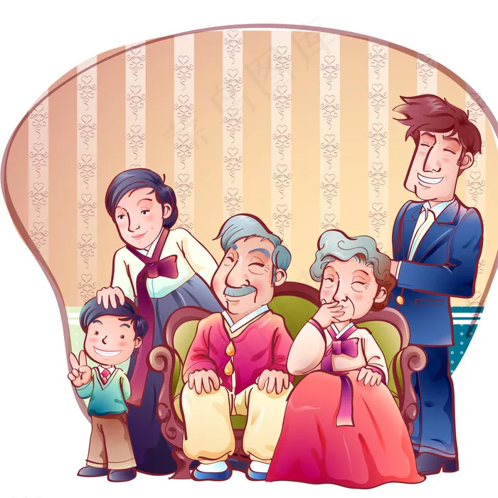 卡通一家人图片ai矢量模版下载