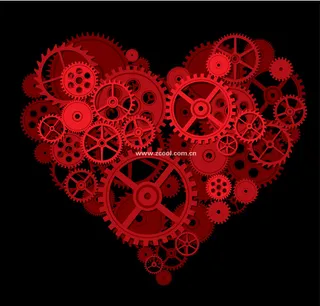 由齿轮组成的大桃心矢量素材