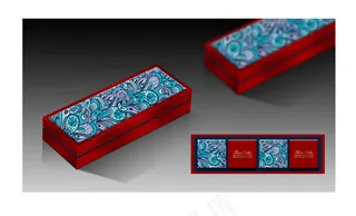 时尚风蓝色多彩花纹装饰牙签纹首饰盒...