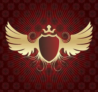 欧式花纹盾牌翅膀图片