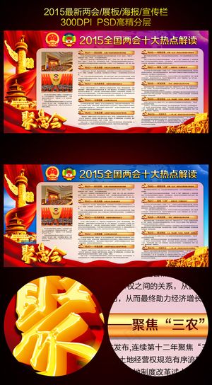 2015最新聚焦两会十大热点展板