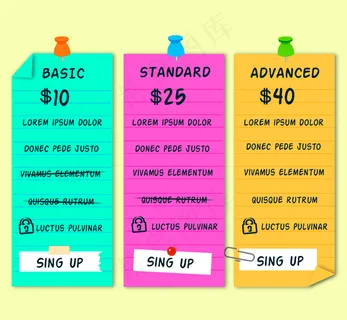 不同计划的彩色笔记