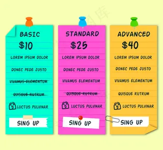 不同计划的彩色笔记