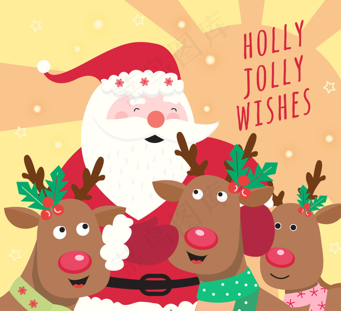 圣诞节卡通老人麋鹿元素