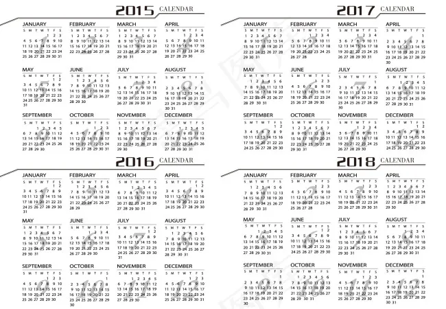 2015年-2018年日历eps,ai矢量模版下载