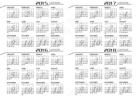 2015年-2018年日历