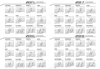 2015年-2018年日历