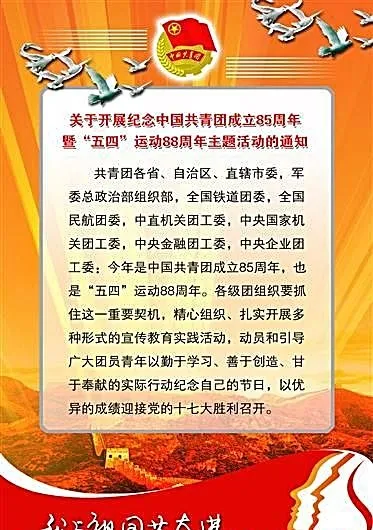 关于开展纪念中国共青团成立85周年...psd模版下载