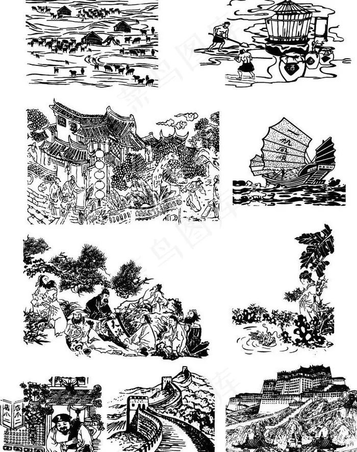 风景矢量图片ai矢量模版下载
