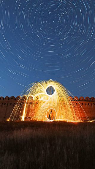 延时拍摄打铁花高清摄影图片