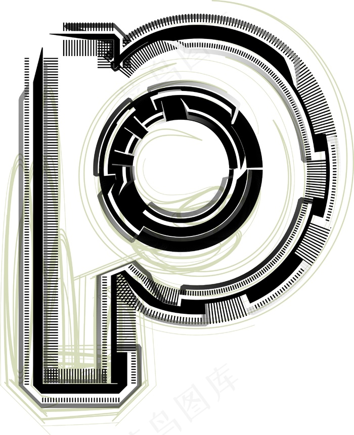 字体的字母P技术eps,ai矢量模版下载