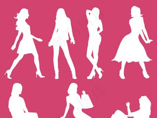 2017欧美时尚都市女性剪影矢量素...