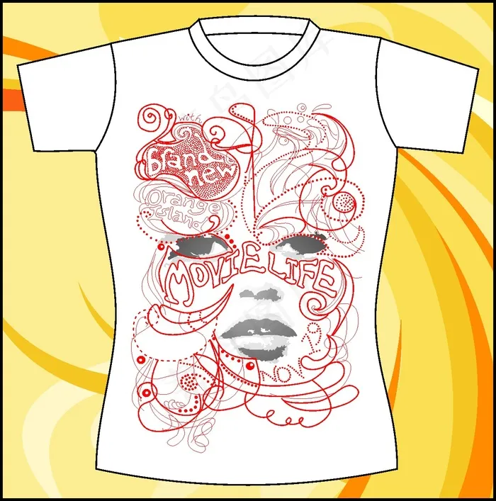 T恤图案设计矢量图下载eps,ai矢量模版下载