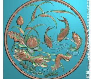精雕图 荷花鲤鱼 jdp图片