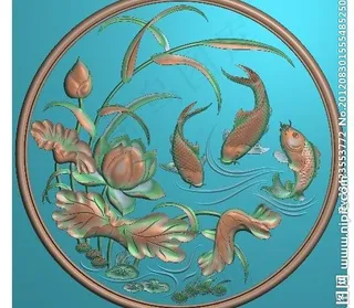 精雕图 荷花鲤鱼 jdp图片