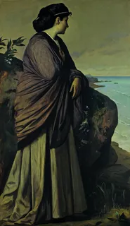 在海边 油画图片