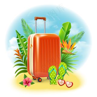 夏日旅行箱插画矢量素材