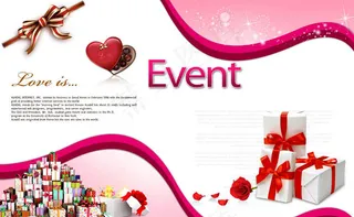 堆积的礼盒情人节海报设计PSD素材