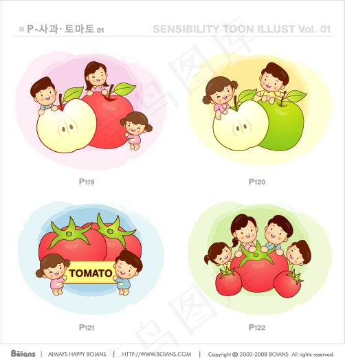小孩水果ai矢量模版下载