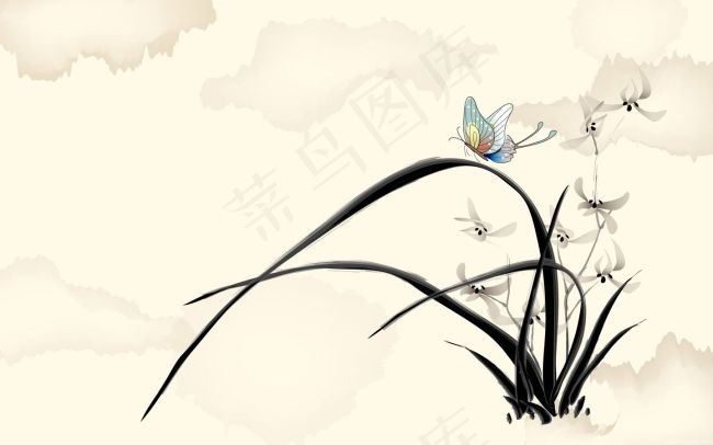水墨兰花壁纸素材