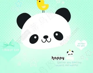 可爱卡通背景熊猫图片