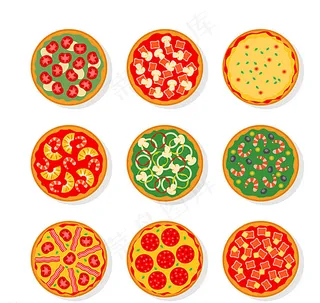 美味披萨俯视图图片
