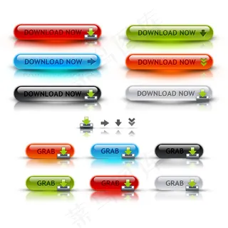 彩色水晶按钮PSD分层素材