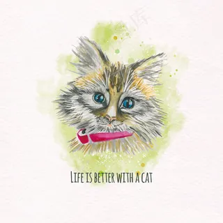 水彩动物森系手绘动物装饰画插画背景...