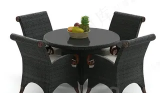 3D桌椅组合模型