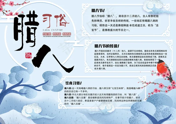 清新二十四节气腊八节手抄报模板(4961X3508(DPI:300))psd模版下载