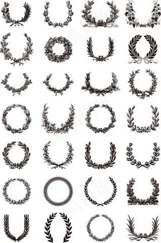 麦穗花边花纹矢量