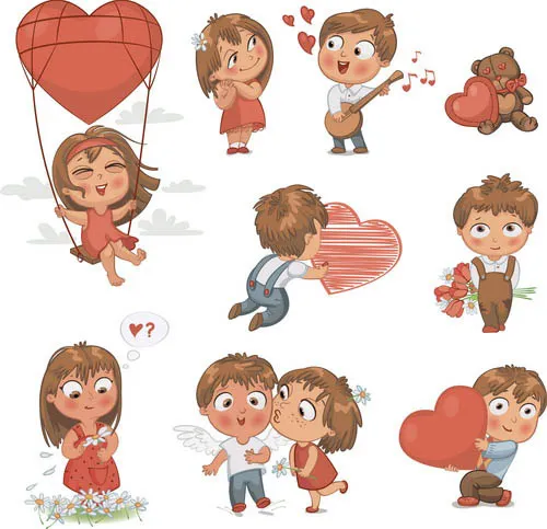 可爱的情侣矢量素材eps,ai矢量模版下载