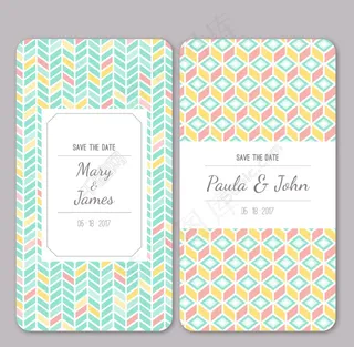 2款创意婚礼邀请卡矢量图